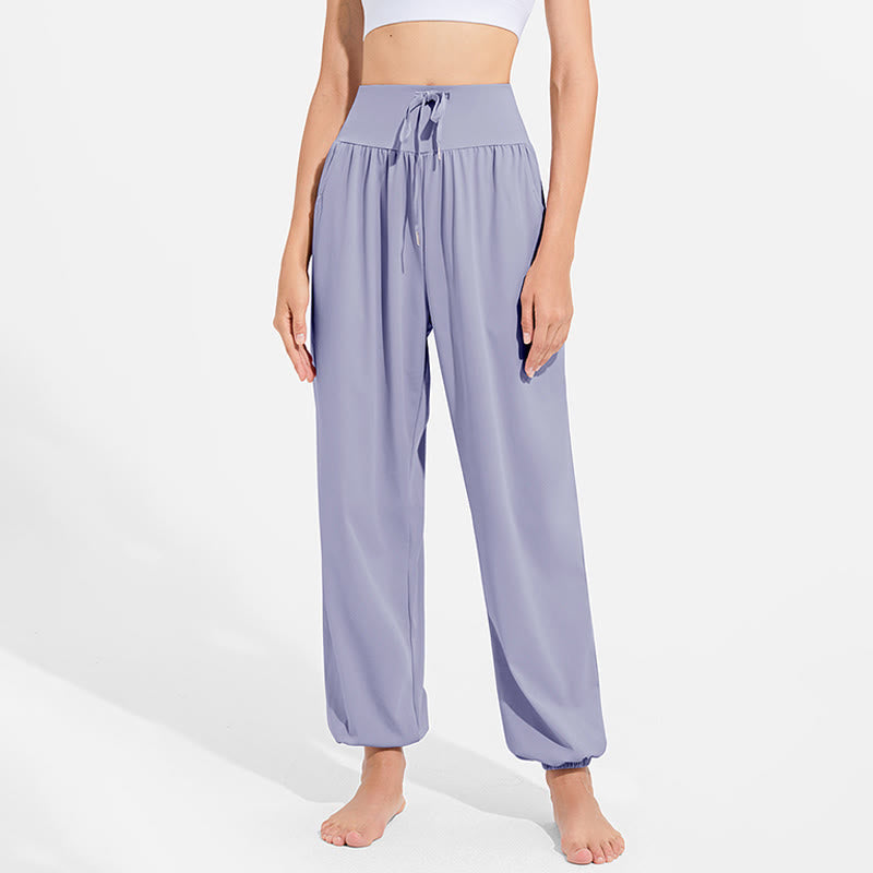 Pantalones deportivos de yoga con cintura elástica y cordón ajustable para mujer, con Buddha Stones y bolsillos. - image 1