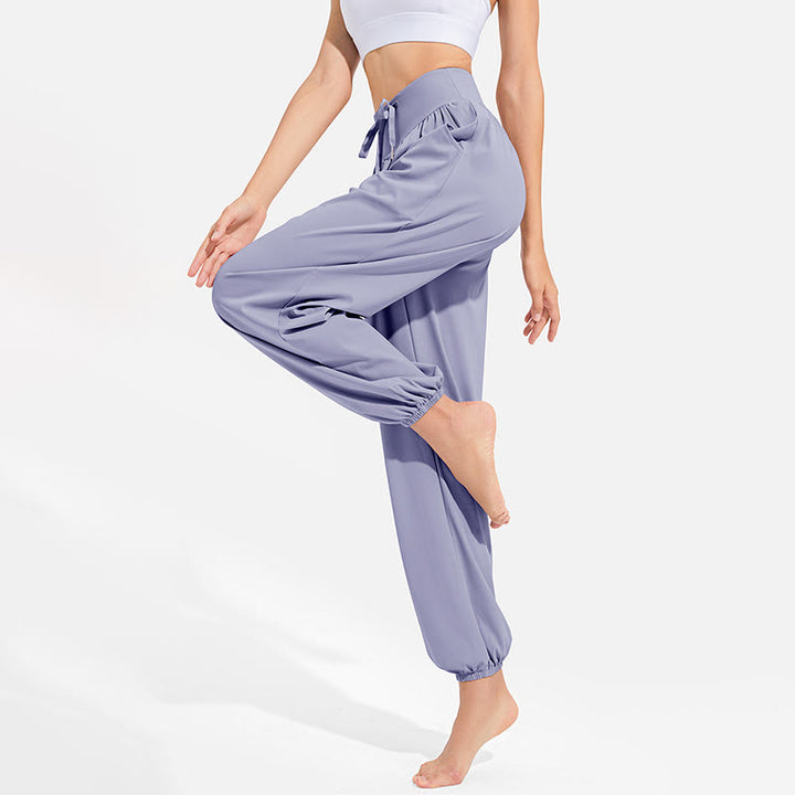 Pantalones deportivos de yoga con cintura elástica y cordón ajustable para mujer, con Buddha Stones y bolsillos. - image 2