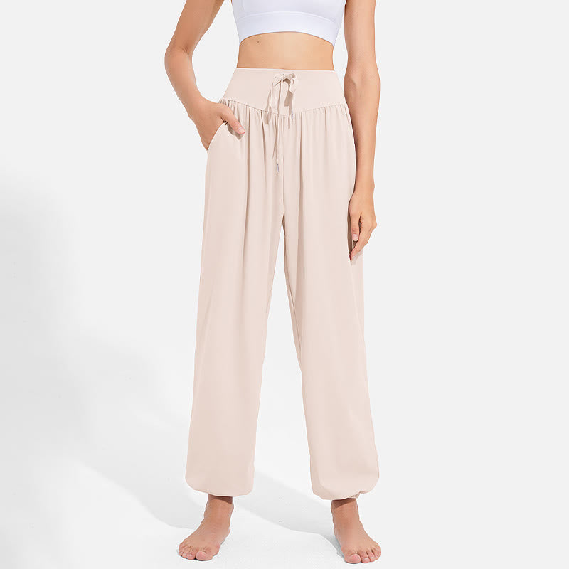 Pantalones deportivos de yoga con cintura elástica y cordón ajustable para mujer, con Buddha Stones y bolsillos. - image 9