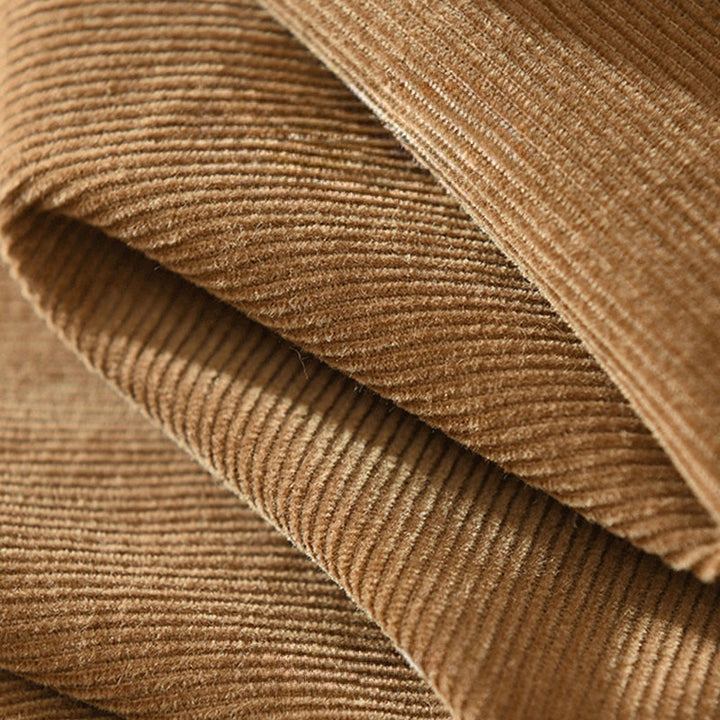 Camisa de pana de algodón para hombre, manga larga, cuello alto, botones y bolsillo decorativo con Buddha Stones en otoño - image 7