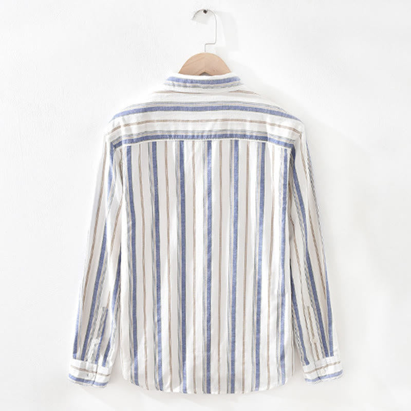 Camisa de algodón para hombre con Buddha Stones otoñales, bolsillos decorativos, botones, manga larga, manga tres cuartos y manga corta - image 2