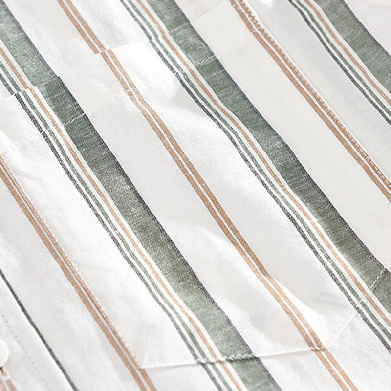 Camisa de algodón para hombre con Buddha Stones otoñales, bolsillos decorativos, botones, manga larga, manga tres cuartos y manga corta - image 14