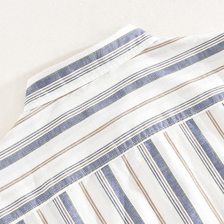 Camisa de algodón para hombre con Buddha Stones otoñales, bolsillos decorativos, botones, manga larga, manga tres cuartos y manga corta - image 4