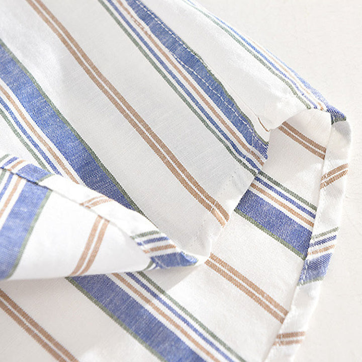 Camisa de algodón para hombre con Buddha Stones otoñales, bolsillos decorativos, botones, manga larga, manga tres cuartos y manga corta - image 9