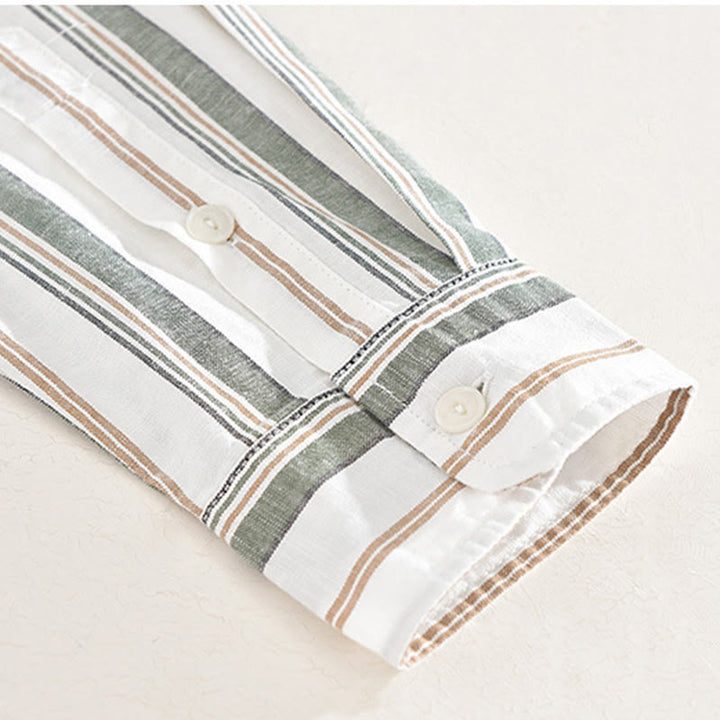 Camisa de algodón para hombre con Buddha Stones otoñales, bolsillos decorativos, botones, manga larga, manga tres cuartos y manga corta - image 16