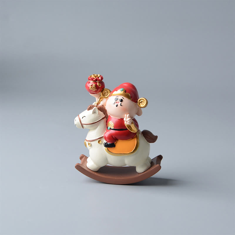 Buddha Stones, Año del Caballo, Dios de la Riqueza, Bolsa de Dinero, Éxito, Prosperidad, Decoración de Escritorio - Caballo blanco y dios de la riqueza (11 x 8,5 x 4,5 cm) - image 2