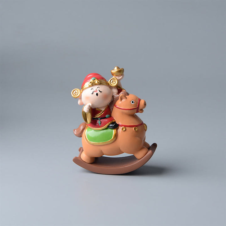 Buddha Stones, Año del Caballo, Dios de la Riqueza, Bolsa de Dinero, Éxito, Prosperidad, Decoración de Escritorio - Caballo marrón arena y dios de la riqueza (11 x 8,5 x 4,5 cm) - image 1