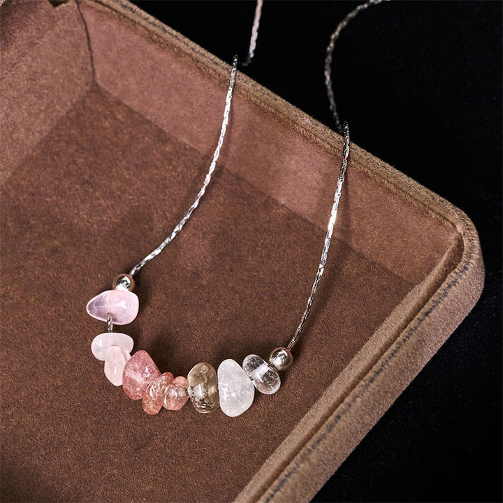 Collar con colgante de fuerza de cristal rosa, cuarzo fresa, granate, aguamarina y obsidiana negra de Buddha Stones - image 22
