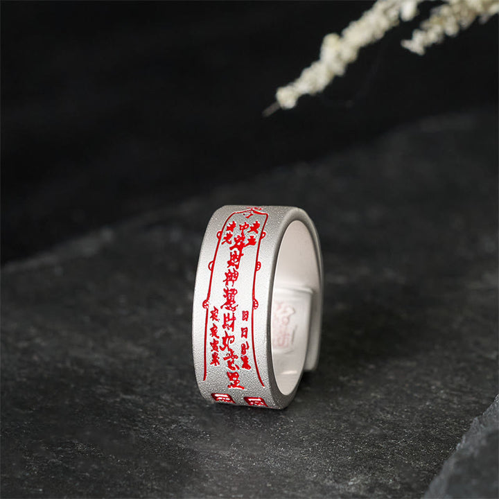 Anillo de equilibrio ajustable con palabras de cobre y Buddha Stones - Cobre blanco (ajustable) - image 0