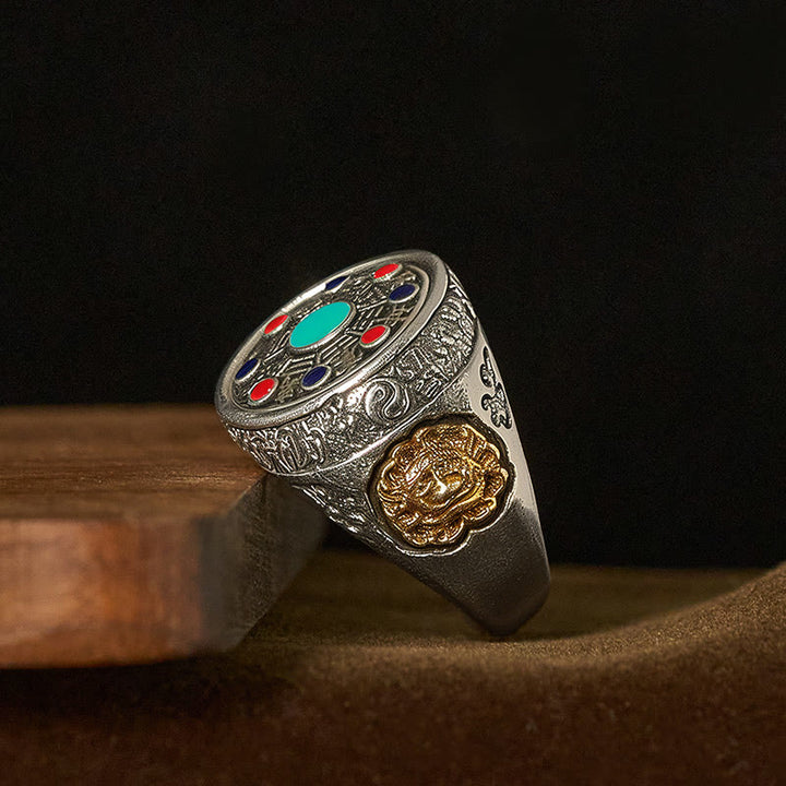 Anillo giratorio ajustable con monedas de cobre, Buddha Stones y Bagua. - image 3