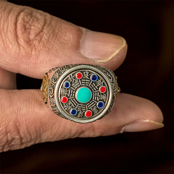 Anillo giratorio ajustable con monedas de cobre, Buddha Stones y Bagua. - image 7