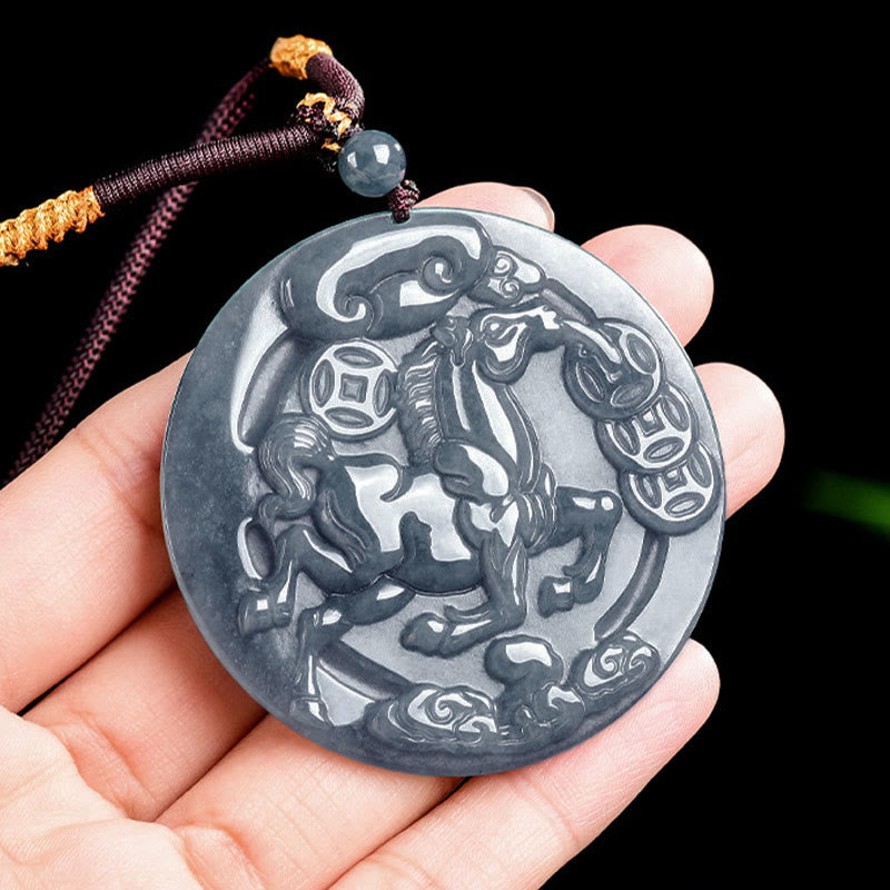 Collar con colgantes de jade, prosperidad y abundancia , con Buddha Stones y el Año del Caballo. - image 3