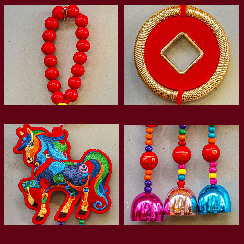 Buddha Stones, Año del Caballo, Bordado, Bolsa de Dinero, Calabaza, Monedas de Cobre, Campana, Amuleto, Decoración Colgante para el Éxito - image 20