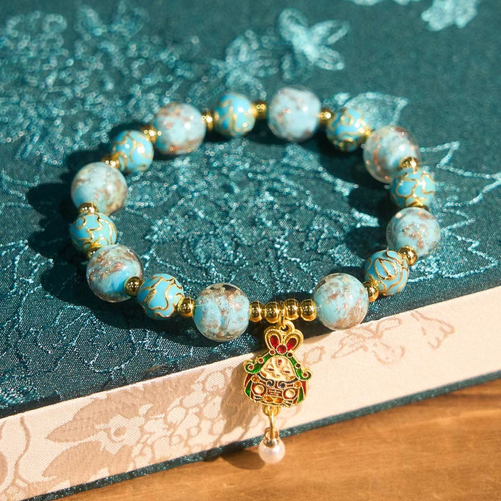 Pulsera de la suerte de cristal Liuli con conejo y Buddha Stones - image 2