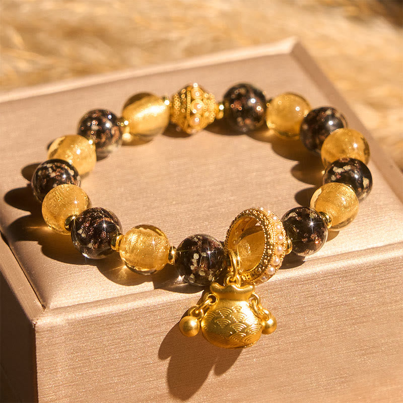 Pulsera de bendiciones de cristal Liuli con el personaje Fu de Buddha Stones - Figura de Fu de cristal de Liuli (circunferencia de la muñeca: 15-16 cm) - image 0