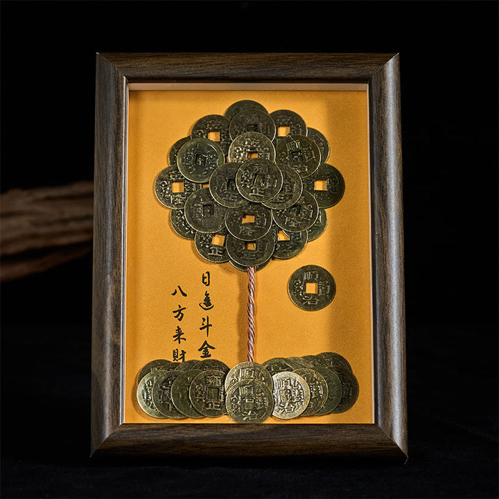 Adorno para marco de fotos con Buddha Stones, monedas de los Cinco Emperadores, árbol para atraer la fortuna y la protección, decoración del hogar - Árbol de monedas de los cinco emperadores - image 0
