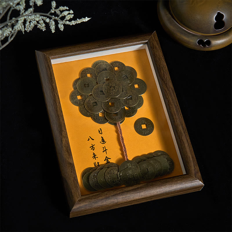 Adorno para marco de fotos con Buddha Stones, monedas de los Cinco Emperadores, árbol para atraer la fortuna y la protección, decoración del hogar - image 3