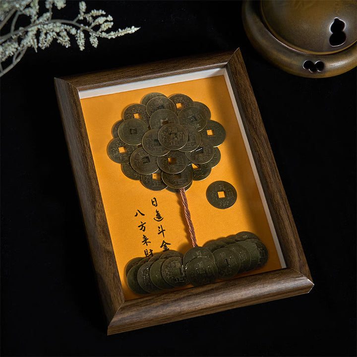 Adorno para marco de fotos con Buddha Stones, monedas de los Cinco Emperadores, árbol para atraer la fortuna y la protección, decoración del hogar - image 3