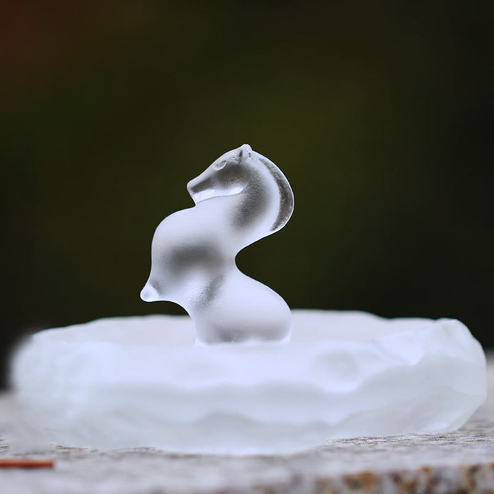 Buddha Stones Año del Caballo Vaina de Loto Hoja de Loto Liuli Pieza de Arte de Cristal Decoración Energética para el Hogar y la Oficina - image 1