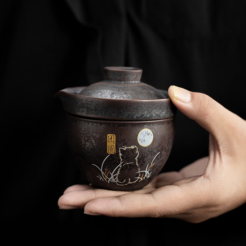 Taza de té de kung fu con forma de gato y Buddha Stones  - Conjunto de reunión - image 0