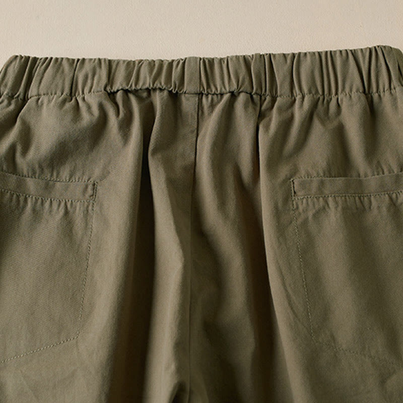Pantalones cargo de algodón con bolsillos y cordón de otoño Buddha Stones para mujer, de 7-8 de largo - image 4