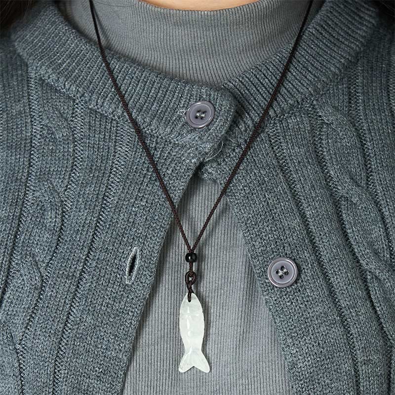 Collar con colgante de Buddha Stones tallada con pez koi, cristal rosa, ágata india, amatista, calidez y prosperidad. - image 51