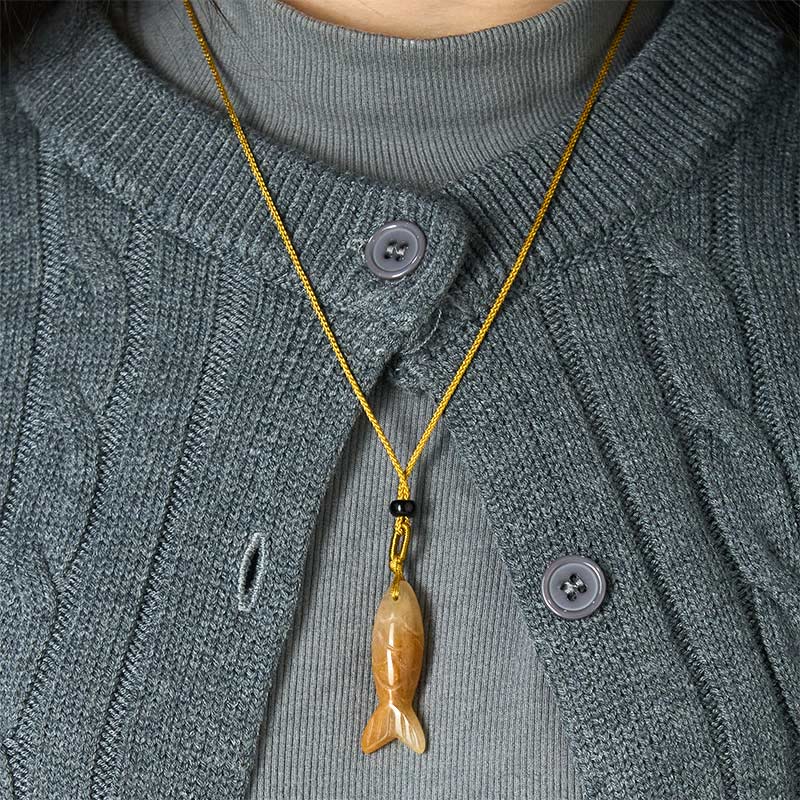 Collar con colgante de Buddha Stones tallada con pez koi, cristal rosa, ágata india, amatista, calidez y prosperidad. - image 20