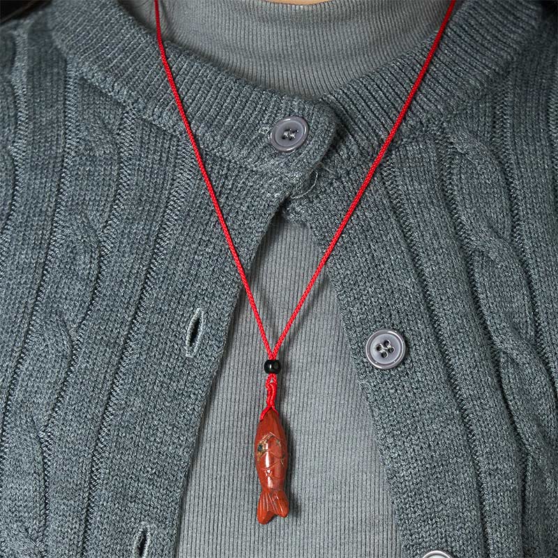 Collar con colgante de Buddha Stones tallada con pez koi, cristal rosa, ágata india, amatista, calidez y prosperidad. - image 25