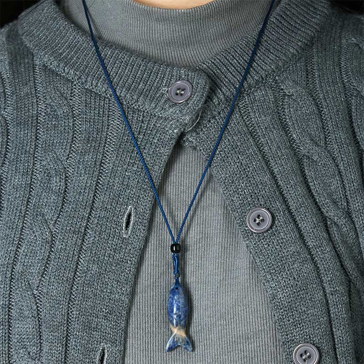 Collar con colgante de Buddha Stones tallada con pez koi, cristal rosa, ágata india, amatista, calidez y prosperidad. - image 41