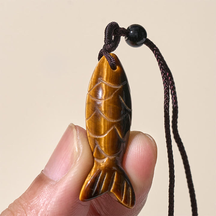 Collar con colgante de Buddha Stones tallada con pez koi, cristal rosa, ágata india, amatista, calidez y prosperidad. - image 30