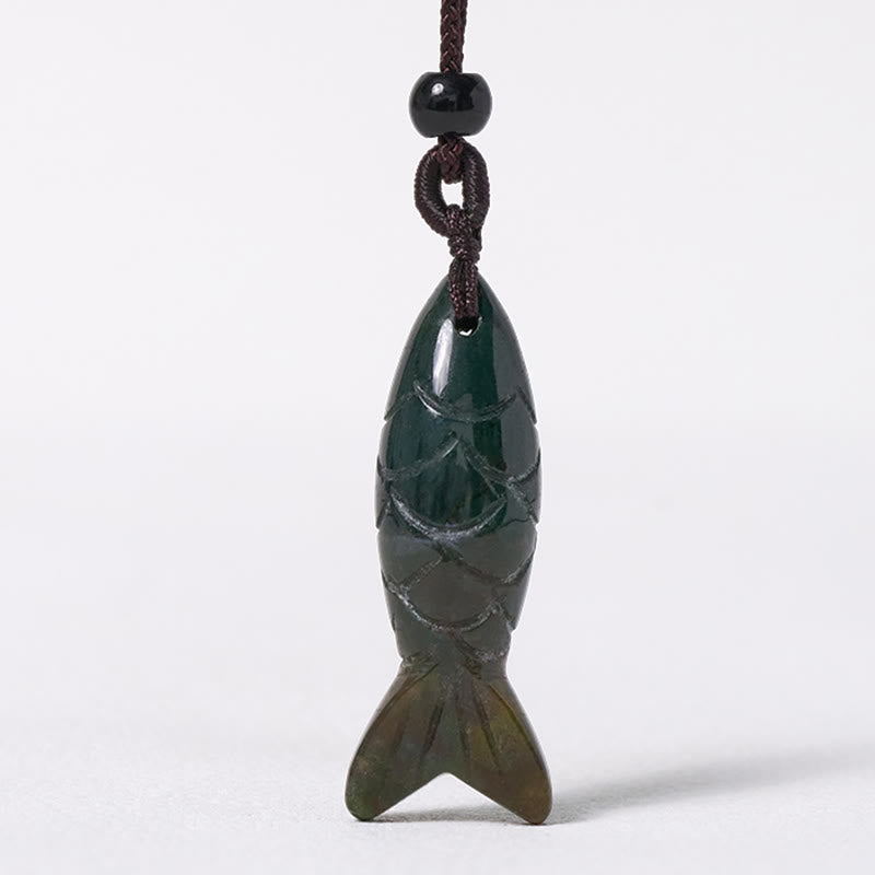 Collar con colgante de Buddha Stones tallada con pez koi, cristal rosa, ágata india, amatista, calidez y prosperidad. - image 8