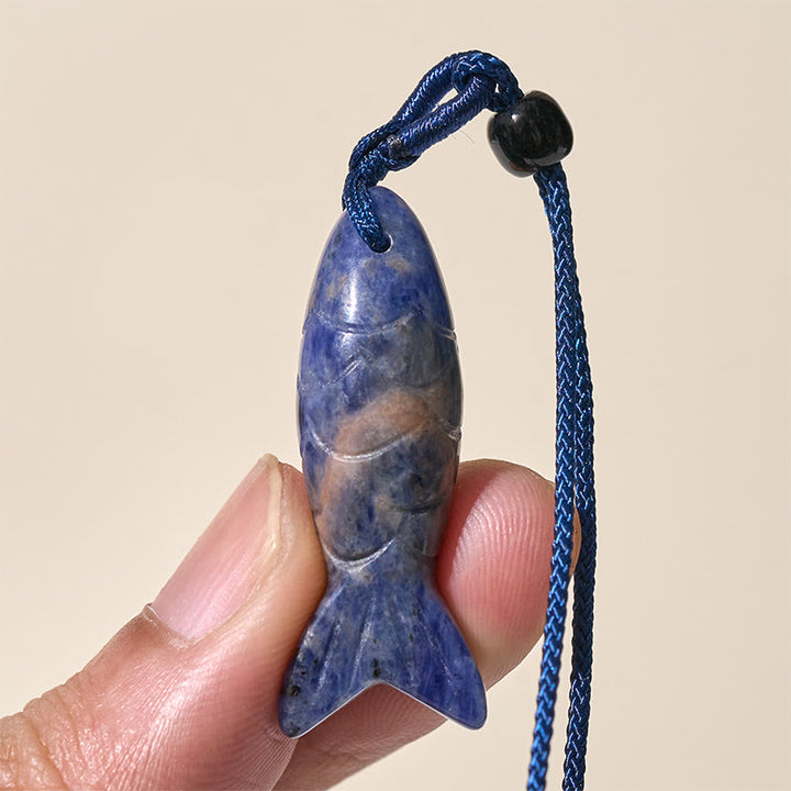 Collar con colgante de Buddha Stones tallada con pez koi, cristal rosa, ágata india, amatista, calidez y prosperidad. - image 40