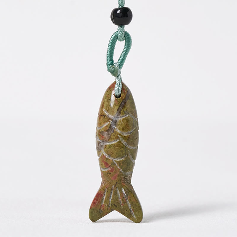 Collar con colgante de Buddha Stones tallada con pez koi, cristal rosa, ágata india, amatista, calidez y prosperidad. - image 59