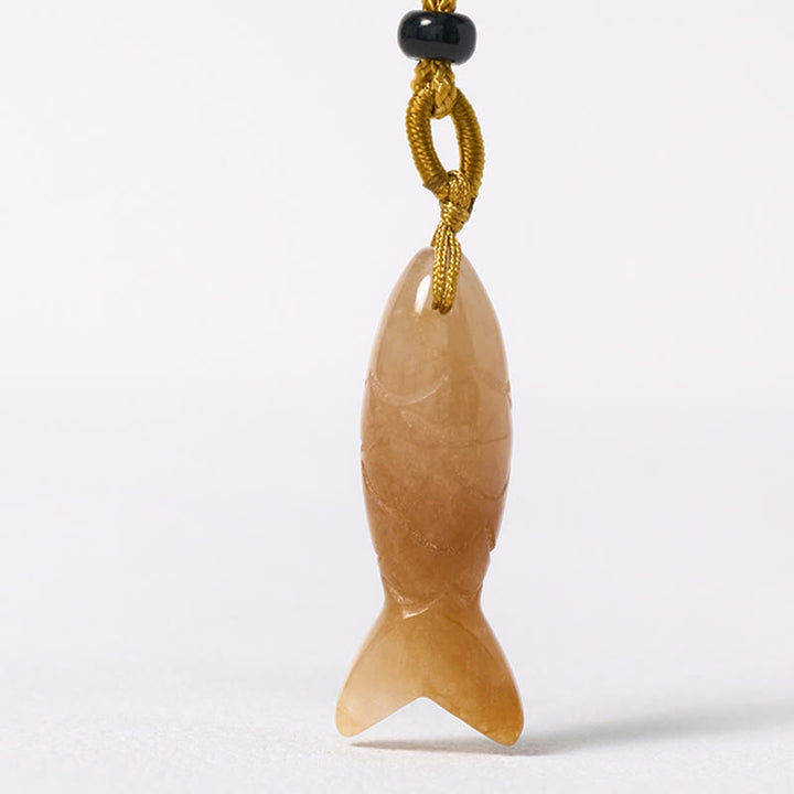 Collar con colgante de Buddha Stones tallada con pez koi, cristal rosa, ágata india, amatista, calidez y prosperidad. - image 18