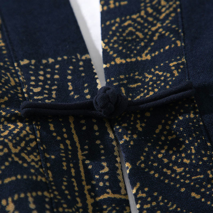 Kimono para hombre con Buddha Stones, geometría, rayas florales y mariposas, diseño abierto y manga corta. - image 5