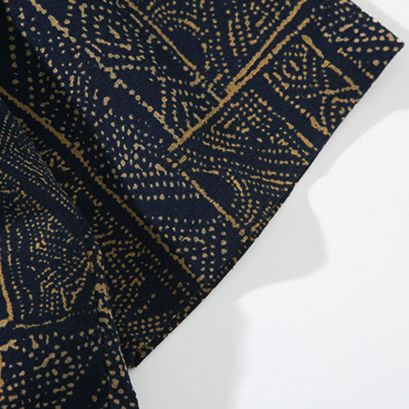 Kimono para hombre con Buddha Stones, geometría, rayas florales y mariposas, diseño abierto y manga corta. - image 7