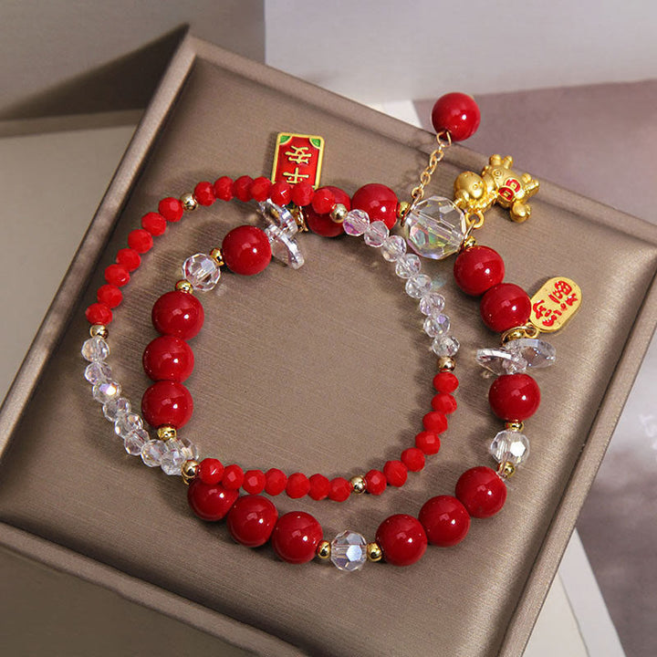 Pulsera de la prosperidad con lingotes del Año del Caballo y Buddha Stones - image 1