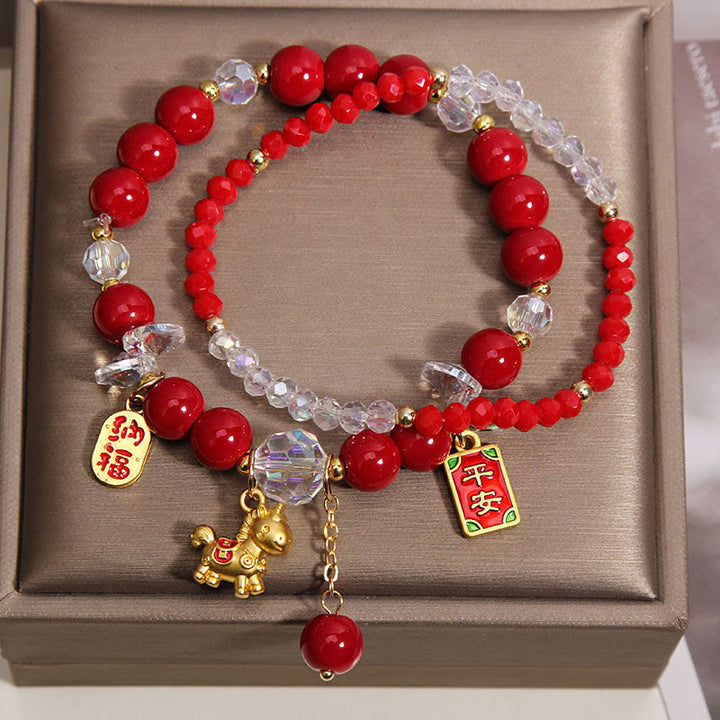 Pulsera de la prosperidad con lingotes del Año del Caballo y Buddha Stones - image 2
