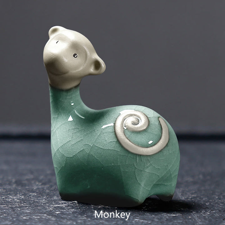 Buddha Stones con diseño del zodíaco chino, cerámica, té, mascota, decoración del hogar - Mono caqui 6,6 x 6,8 cm - image 13