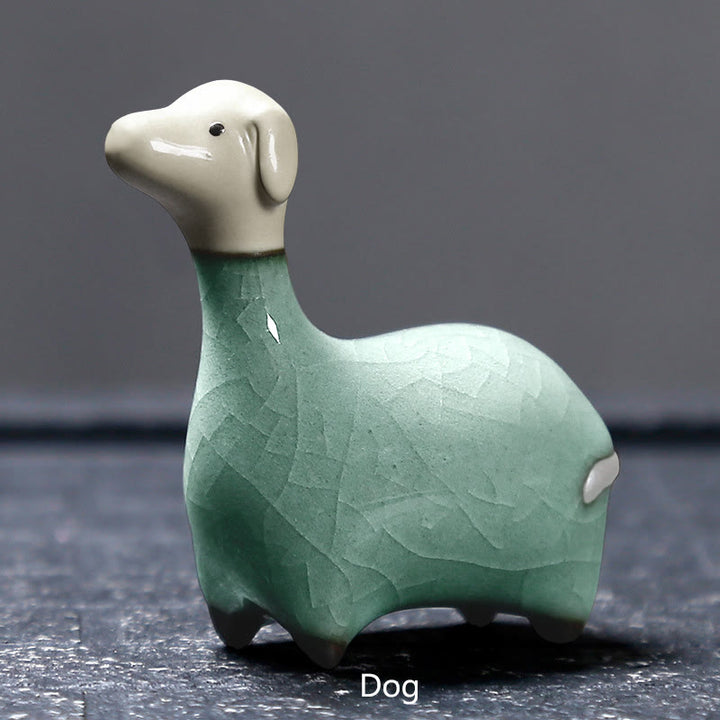 Buddha Stones con diseño del zodíaco chino, cerámica, té, mascota, decoración del hogar - Perro caqui 6,7*6,9 cm - image 15