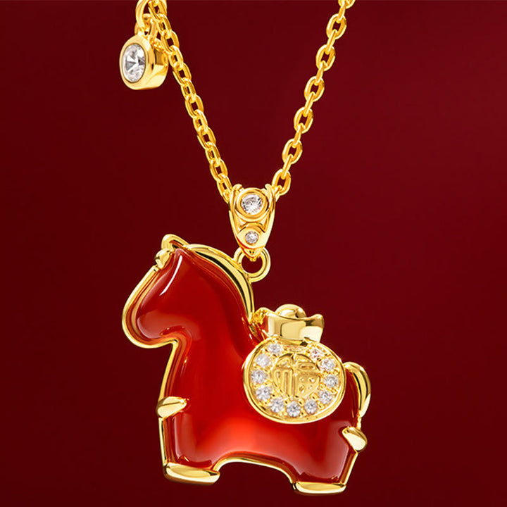 Collar con colgante de confianza con Buddha Stones, ágata roja y carácter Fu del Año del Caballo - image 9