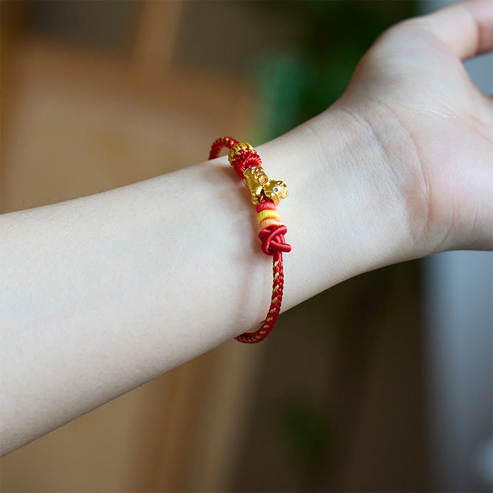 Pulsera de hilo rojo de concentración del Año del Caballo con Buddha Stones - image 2
