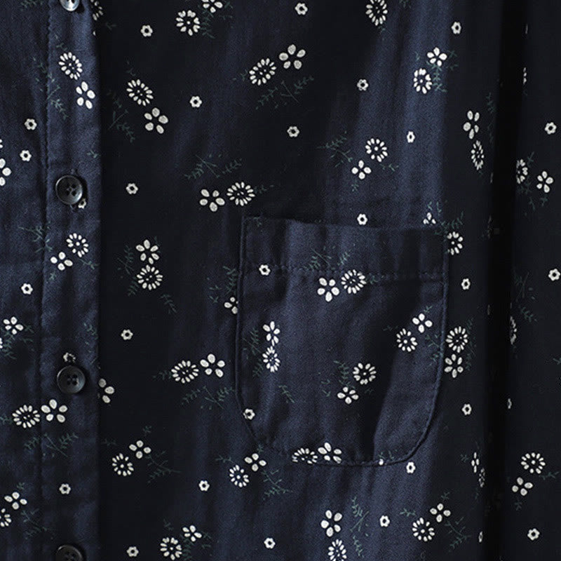 Camisa de algodón de manga larga para mujer con estampado floral pequeño de Buddha Stones otoñales. - image 6