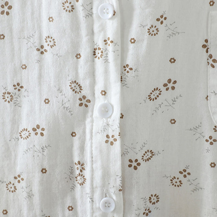 Camisa de algodón de manga larga para mujer con estampado floral pequeño de Buddha Stones otoñales. - image 14