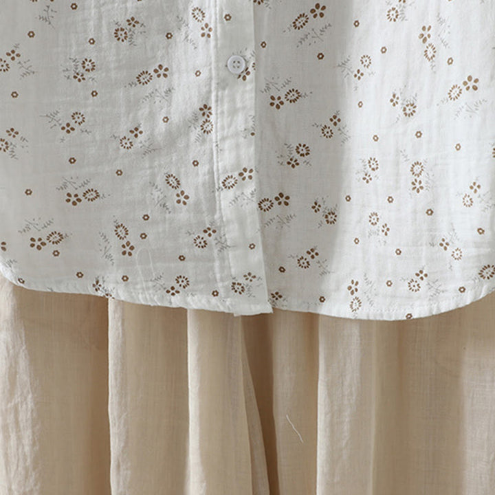 Camisa de algodón de manga larga para mujer con estampado floral pequeño de Buddha Stones otoñales. - image 16