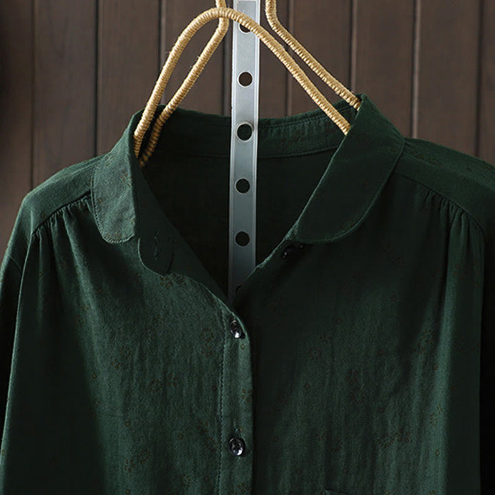 Camisa de algodón de manga larga para mujer con estampado floral pequeño de Buddha Stones otoñales. - image 18