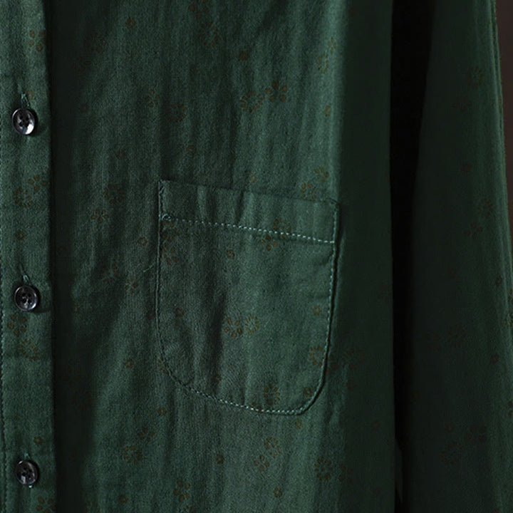 Camisa de algodón de manga larga para mujer con estampado floral pequeño de Buddha Stones otoñales. - image 19