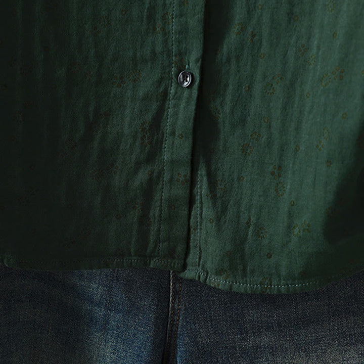 Camisa de algodón de manga larga para mujer con estampado floral pequeño de Buddha Stones otoñales. - image 21