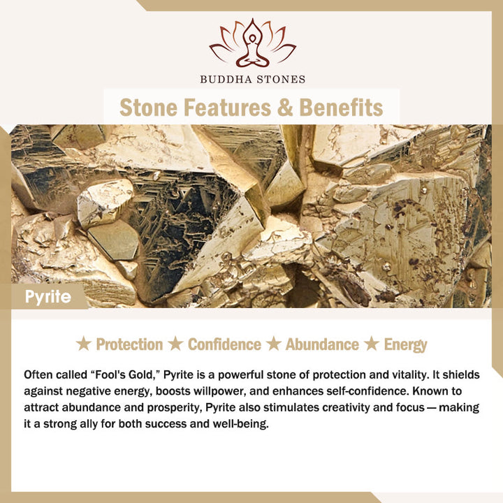 Pulsera de protección y confianza con cuentas irregulares de pirita y Buddha Stones - image 6