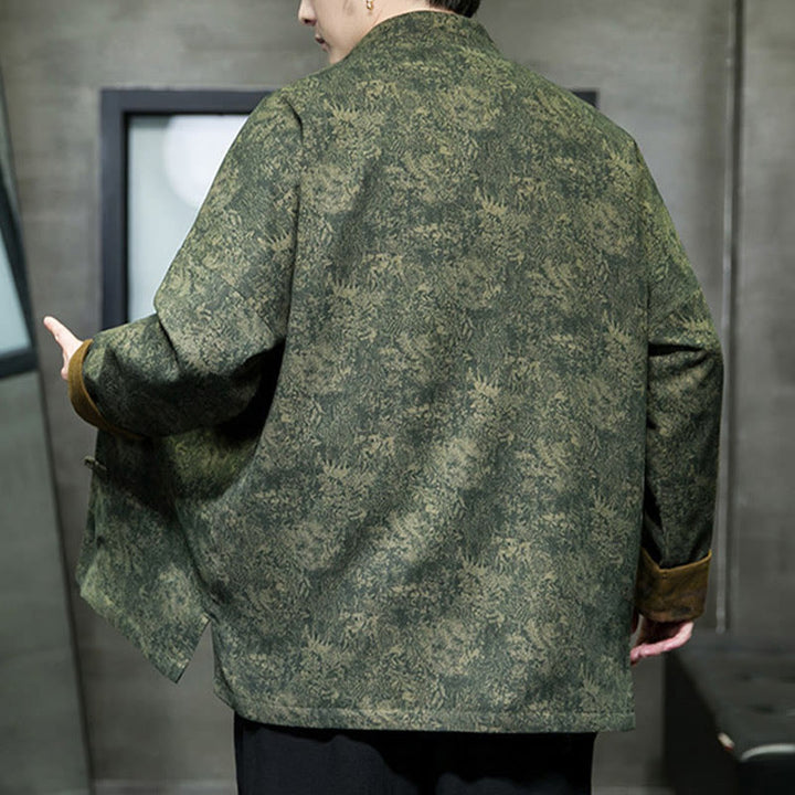 Chaqueta y camisa de algodón para hombre con botones de rana, hojas, flores y Buddha Stones  - image 8